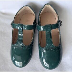 thee bron Dark Green Faux Patent Leather Mary Jane Style Shoes Girls 9 EUC